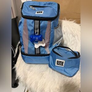Blue and Gray Mobile Dog Gear Backpack Set